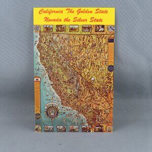 Vintage Postcard - California and Nevada Map Image - Krieg Publising